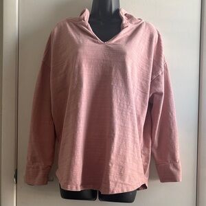 LOFT Cotton Dusty Rose Beachy Hooded Pullover Sweatshirt SZ L